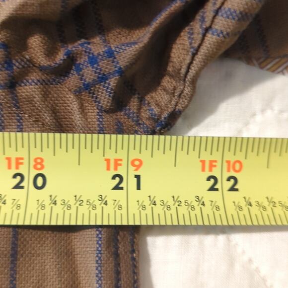 Stitch Note Brown Navy Plaid 100% Egyptian Cotton Button Up Casual Shirt Sz M - Picture 7 of 9